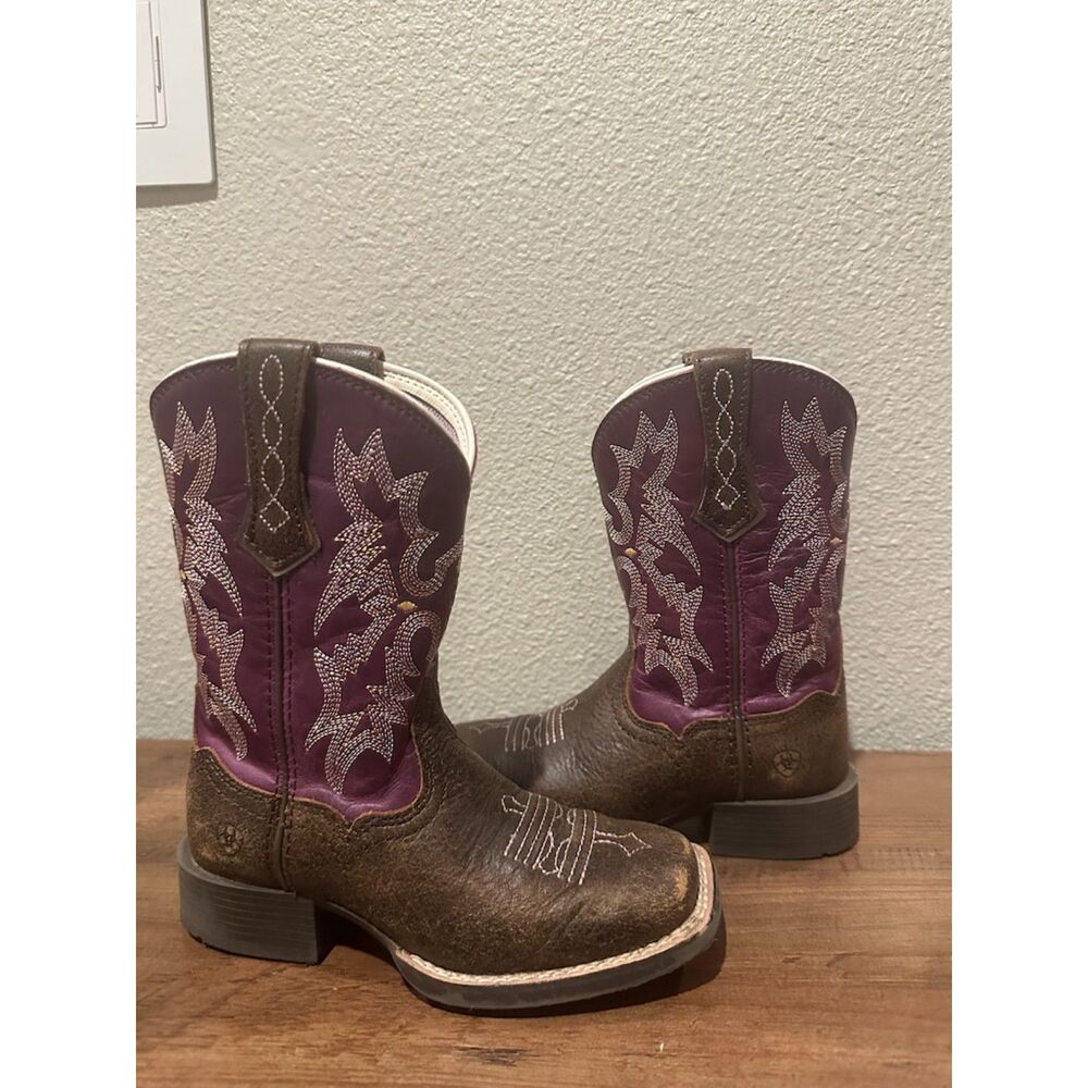 Ariat Kid's Tombstone Vintage Bomber Plum Girl Boots Size 9 1/2